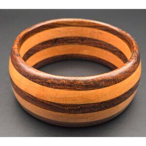Vintage Inlaid Stripes Wooden Bangle